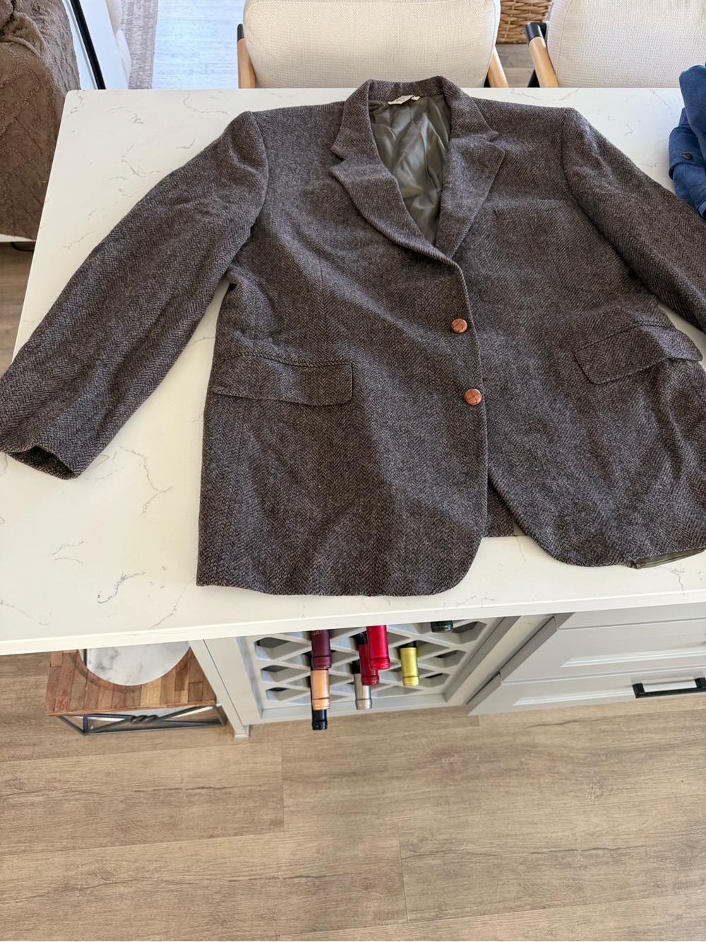 vintage Hunt Valley herringbone wool tweed blazer 48l